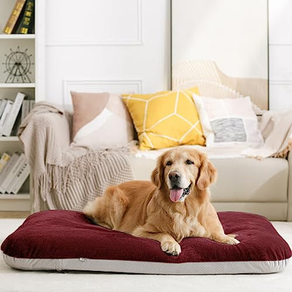 Magic Dog Super Soft Extra Large Dog Bed, 47 Inches Jumbo Orthopedic Foam Pet Beds with Anti Slip Bottom, Dog Sleeping Mattress with Removable and Washable Cover, Burgundy XL - color: Burgundy, size: 47.0"L x 39.0"W x 5.0"Th