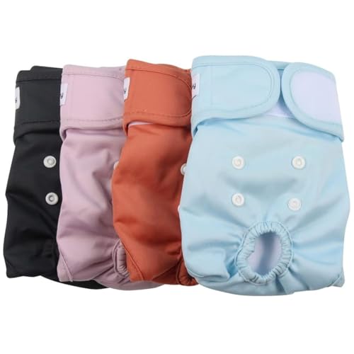 Washable Female Dog Diapers for Small Dogs,Pack of 4 Reusable Puppy Diapers Super Absorbent Dogs Pants in Period,Heat Cycle,Incontinence,Excitable Urination,Medium - size: Medium