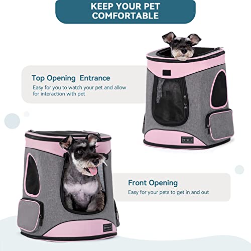 Petsfit Dog Backpack Carrier with Upgrade Waist Cushion Design to Better Fit the Waist, Suitable for Small and Medium Dogs Cats, and Rabbits up to 18 Pounds - color: aPink