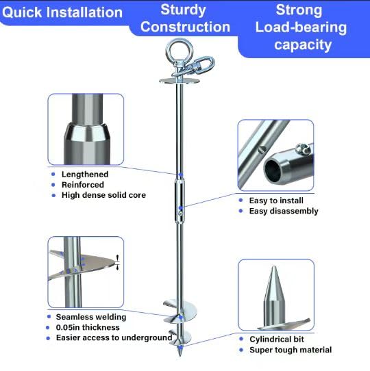 TOPKNOT Dog Tie Out Stake for Yard,(up to 300lbs),360° Swivel Dog Run Anchor,Use Any Tie Out Cable or Yard Leash- Outdoor Camping(Anchor Only) - size: dog stake+300lbs/Anchor Only