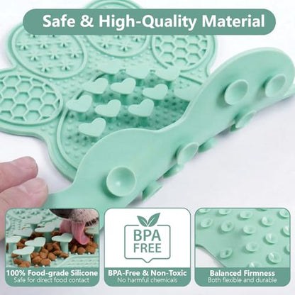 Dog Lick Mat with Suction Cups, Slow Feeder & Enrichment Mat for Dogs & Cats, Silicone Feeding Mat for Wet & Dry Food, Anxiety Relief, Mess-Free Foldable Pocket Design, Green - color: Green