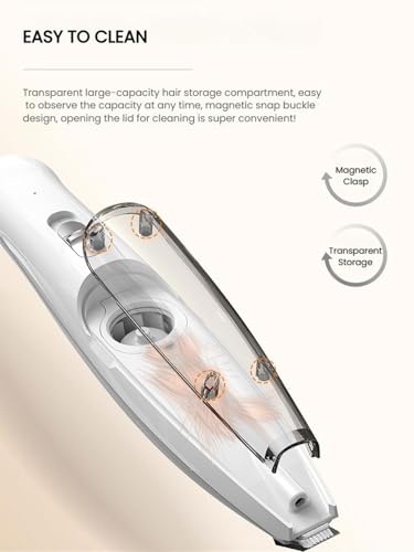 Dog Paw Trimmer, Low Noise Dog Paw Hair Trimmer with LED Light & Vacuum Suction, Precision Pet Micro Trimmers Tool for Paws, Ears, Eyes & Face, Washable Blade, 2-Speed Rechargeable