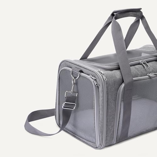 Amazon Basics Soft Cat & Dog Carrier with Adjustable Shoulder Strap, Airline-Approved, Foldable and Portable Design, Mesh Ventilation, Folds Flat for Storage