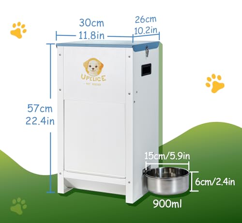 Dog Feeder - 25 lbs Heavy Duty Pet Feeder Automatic Dog Food Station Pet Lodge Galvanized Steel for Medium and Large Dog Outdoor Use (Assembly Required)