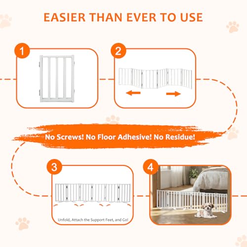 Snagle Paw Short Dog Gate,16.5" Tall Freestanding Metal Dog Gate Only for Small Dogs with Support Feet Easily Step Over,Up to 72" Wide Puppy Gate Indoor for Stairs,Doorways(White,6 Panel) - size: White-6 Panels 16.5"H*72"W