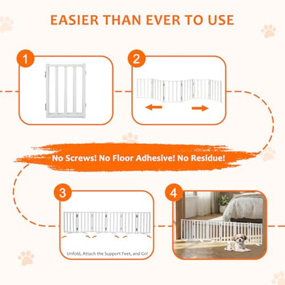 Snagle Paw Short Dog Gate,16.5" Tall Freestanding Metal Dog Gate Only for Small Dogs with Support Feet Easily Step Over,Up to 72" Wide Puppy Gate Indoor for Stairs,Doorways(White,6 Panel) - size: White-6 Panels 16.5"H*72"W