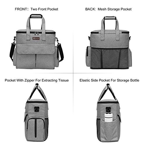Modoker Dog Travel Bag, Weekend Pet Travel Set for Dog and Cat, Airline Approved Tote Organizer with Multi-Function Pockets, 2 Food Storage Containers, 2 Collapsible Bowls, 1 Feeding Mat (Grey) - color: Ash Grey