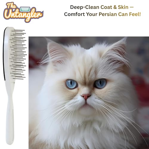 Pet Brush with Rotating Stainless Steel Teeth for Pain-Free Brushing and Cleaning