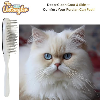 Pet Brush with Rotating Stainless Steel Teeth for Pain-Free Brushing and Cleaning