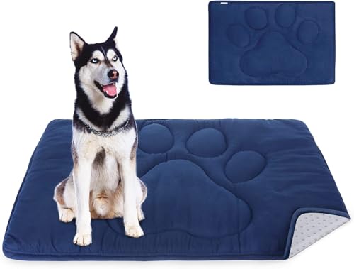 Dog Crate Pad(28"x 42"), Mats for Sleeping, Breathable Crate Bed Kennel Pad,Dark Colored to Hide StainsWashable Dog Bed Crate Mat, Navy - color: Navy, size: X-Large (28" x 42")
