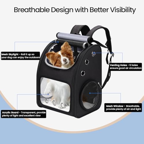 Expandable Cat Carrier Backpack, Large Space, Airline Approved, XL | Pet Carrier Backpack Up to 25 lbs, Portable Pet Travel Backpack, Ideal for Traveling/Hiking /Camping/Vet, Black - color: Black-XL