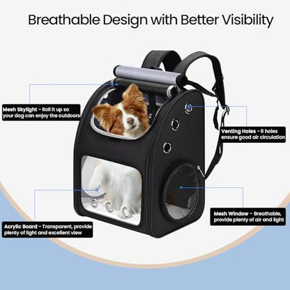 Expandable Cat Carrier Backpack, Large Space, Airline Approved, XL | Pet Carrier Backpack Up to 25 lbs, Portable Pet Travel Backpack, Ideal for Traveling/Hiking /Camping/Vet, Black - color: Black-XL