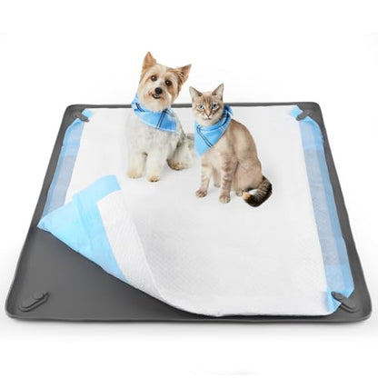 Pee Pad Holder for Dogs, 24" x 24" Non-Slip Silicone Dog Puppy Pad Holder, No Spill Raised Lip High Edge,Portable, Magnetic fixation，Leak-Proof Mat Holder, Square Potty Trays for Home Floor Protection - size: 24*24