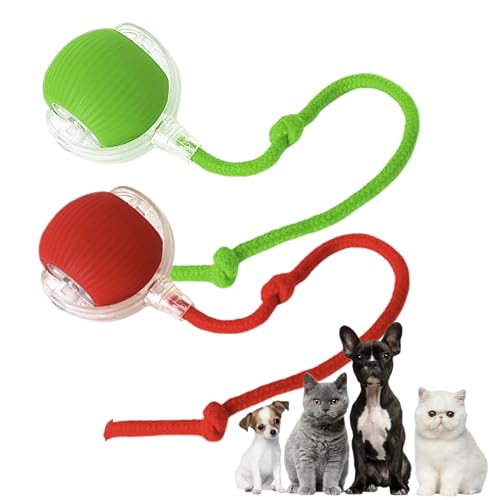 2 Packs Interactive Cat Toy,Electric DogBall Toy,Cat Toys For Indoor Cats,Chewie Viral Dog Ball,Adjustable Sports Rolling Toy,Electric Rolling Ball Christmas Birthday Gift for Pets.(Red&Green) - color: 2 Packs
