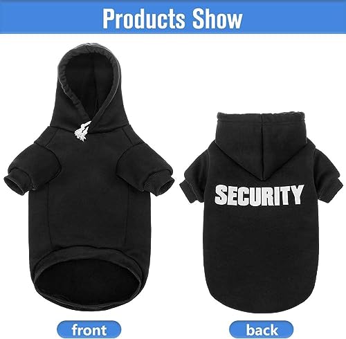 SCENEREAL Security Dog Hoodies Puppy Sweater for Large Medium Small Dogs Boys Girls, Soft Doggi Costume with Leash Hole, Pet Cold Weather Coats, Fleece Pet Clothes Hooded Sweatshirt - color: #1 Black (SECURITY Printed), size: Large