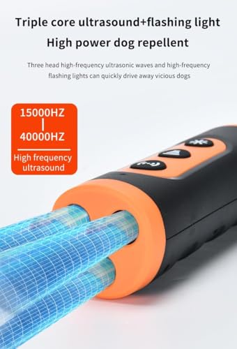 Ultrasonic Dog Bark Deterrent Device, Anti Barking Device for Dogs, Dog Training Stops Bad Behavior, Effective Control Range Ultrasonic 50ft, Flashlight & Beep | Safe for Human & Dogs