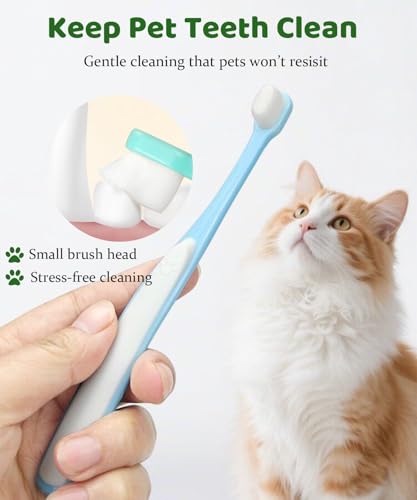 10 Pieces Pet Toothbrush Set, 360° Toothbrush for Dogs Cats, Double-Ended Soft Bristle Brush & Finger Toothbrushes, Gentle Dental Care Kit for Small Large Dogs Puppy Kittens (Multicolor) - color: Modelc-10pack