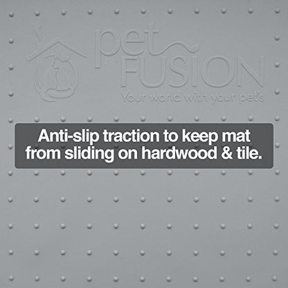 PetFusion Toughgrip Large Plus Dog Food Mat [Just The Right Size Before Getting Too Big @ 27.5 x 17.5]. Waterproof, Extra Tough FDA Grade Silicone, Grey