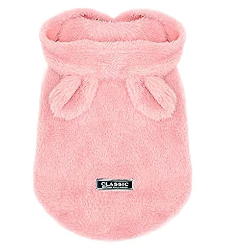 Easter Dog & Cat Outfit - Bunny Ears Hoodies, Fleece Puppy Sweatshirt, Warm Dog & Cat Costume (Small, Pink) - color: Pink, size: Small