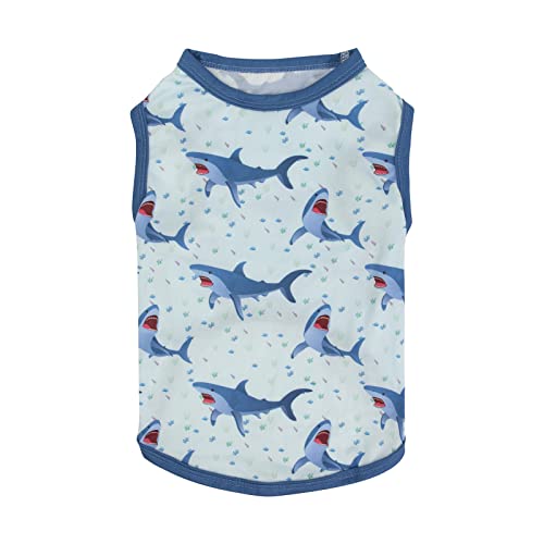 CuteBone Dog Shirts 2-Pack Soft Pet Clothes Breathable Summer Vest for Small Puppy and Stretchy Cat Apparel - color: Shark&turtle, size: Medium