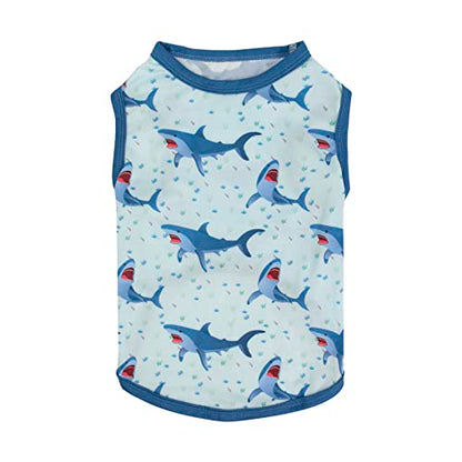 CuteBone Dog Shirts 2-Pack Soft Pet Clothes Breathable Summer Vest for Small Puppy and Stretchy Cat Apparel - color: Shark&turtle, size: Medium