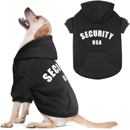 Security Dog Hoodie Warm Cozy Brushed Fleece Interior Clothes Hoodie with Pocket Sweatshirt Dog Sweaters for Medium Dogs(M) - size: Medium