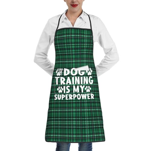 Dog Training is My Superpower Apron for cooking with Pockets Women Men Kitchen Chef Funny Aprons