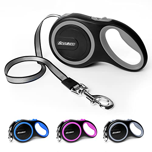 26 FT Retractable Dog Leash with No Tangle, Heavy Duty Great Leash for Dog up to 110lbs, One-Handed Brake, with Non-Slip Handle, Strong Nylon Tape for Small, Medium and Large Dogs - color: Gray, size: 26FEET