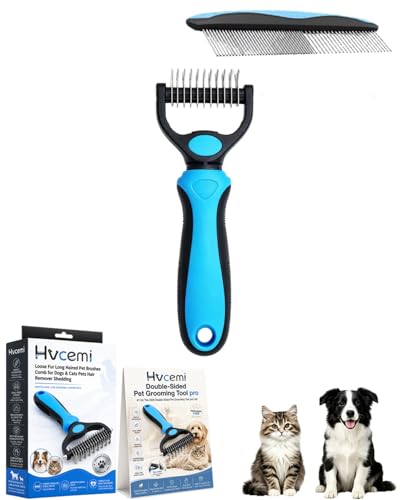 Double-Sided Pet Grooming Tool pro Brush for Deshedding Dog Brush Removes Tangles Knots and Loose Fur Long Haired Pet Brushes Comb for Dogs & Cats Pets Hair Remover Shedding(1pcBlue(M)) - color: 1pcBlue(M)