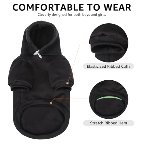 SCENEREAL Christmas Dog Hoodie with Leash Hole, Warm & Soft Fleece Pet Sweater & Sweatshirt for Small Medium Large Dogs, Xmas Elk Print Pets Clothes Cold Weather Costume, L - color: Black (Elk Print), size: Large