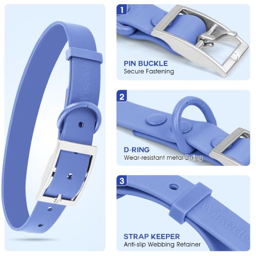 Wisedog Small Puppy Collar, XS 7"-10" × 1/2", Blue | Soft Rubber Coated Webbing, Cute Pet Design, For Small Dogs Cats - color: Blue