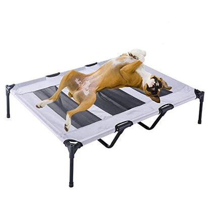 Elevated Dog Bed with Removable Canopy w/Convenient Carrying Bag Indoor Shade 1680D Portable Raised Oxford Fabric Outdoor Cooling Dog Cot Cat Bed Pet Tent for Camping (48", Grey)