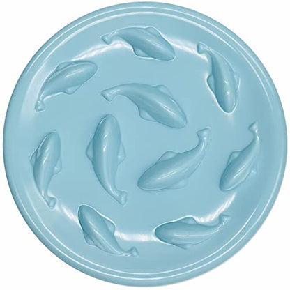 Slow Feeder Bowl for Cats and Small Dogs,Cilkus Fish Pool Design, Fun Interactive Bloat Stop Puzzle Feeder Bowl Healthy Eating Diet Made of Melamine Food Grade Material Dishwasher Safe (Blue) - color: Blue