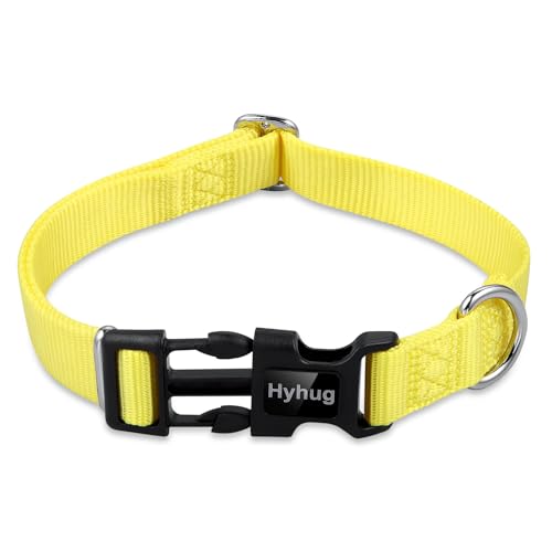 Hyhug Small Dog Collar Quick-Release Yellow| Heavy-Duty Nylon Puppy Collar, Adjustable & Durable Pet Supplies for Boy & Girl Dogs (Small, Illuminating Yellow) - color: Luminous Yellow, size: Small