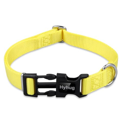 Hyhug Small Dog Collar Quick-Release Yellow| Heavy-Duty Nylon Puppy Collar, Adjustable & Durable Pet Supplies for Boy & Girl Dogs (Small, Illuminating Yellow) - color: Luminous Yellow, size: Small