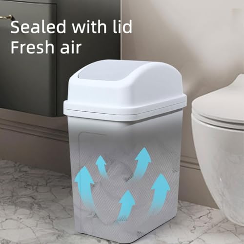 Bathroom Trash Can with Lid ,5.5 Gallons, Plastic Garbage Can with Lid, Waste Basket,trash Bin,garbage Bin ,dog Proof Trash Can for Office, Bathroom, Kitchen, Living Room, Bedroom, Outdoor, Dorm - color: Gray