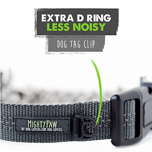 Mighty Paw Martingale Dog Collar 2.0 | Trainer Approved Limited Slip Collar with Stainless Steel Chain & Heavy Duty Buckle - Modified Cinch Collar for Gentle & Effective Pet Training - Medium, Grey - color: Grey, size: Medium