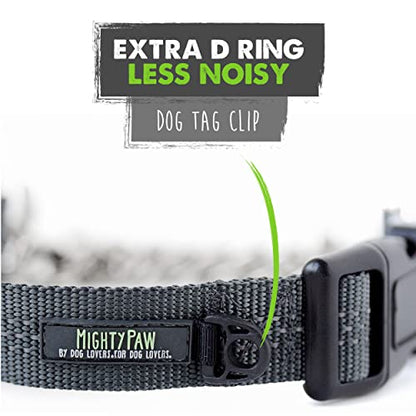 Mighty Paw Martingale Dog Collar 2.0 | Trainer Approved Limited Slip Collar with Stainless Steel Chain & Heavy Duty Buckle - Modified Cinch Collar for Gentle & Effective Pet Training - Medium, Grey - color: Grey, size: Medium