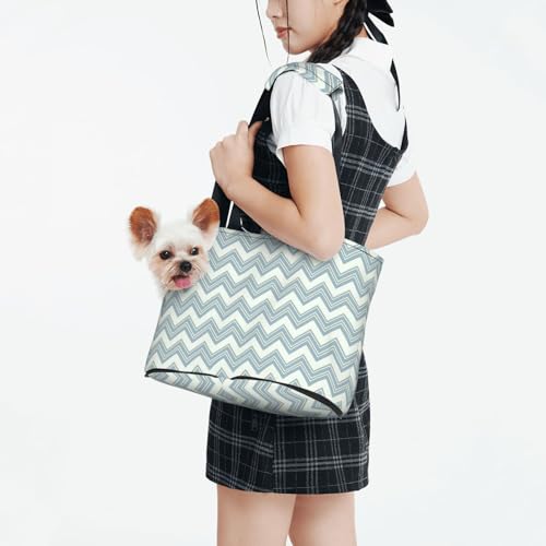 Dog Purse Carrier with Safety Hook - Foldable & Hands-Free Dog Cat Carrier Bag for Subway, Travel, Shopping up to 20lbs Stripes Pattern - color: Stripes Pattern 1
