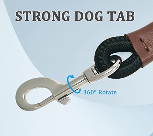 Short 12 Inch Dog Leash, 1/2" Nylon Rope Traffic Handle Lead | Strong Dog Tab Training Leash for Medium/Large/Ex-Large Dogs Outdoor Walking ( Black ) - color: Black