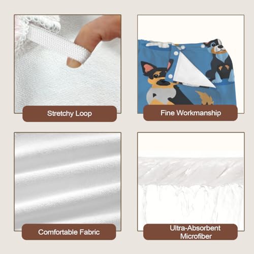 Cute Dogs Breeds Microfiber Bathrobe and Hair Towel Wrap Set for Women Quick Dry Shower Towels Wrap Absorbent Soft Bath Robe and Hair Drying Cap for Spa After Shower