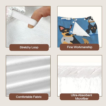 Cute Dogs Breeds Microfiber Bathrobe and Hair Towel Wrap Set for Women Quick Dry Shower Towels Wrap Absorbent Soft Bath Robe and Hair Drying Cap for Spa After Shower