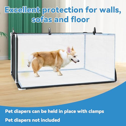 MABOZOO Dog Pee Pad Holder with High Walls, Foldable Dog Litter Box Potty Shields Indoor Potty for Small and Medium Pets, No Spill Pee Pad Holder Tray for Doggy Work (24x24x17.7 in). Patent Pending - size: 18x24x24in