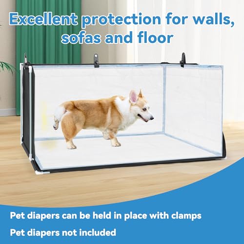 MABOZOO Dog Pee Pad Holder with High Walls, Foldable Dog Litter Box Pee Shields Indoor Dog Potty for Small and Medium Dogs, No Spill Pee Pad Holder Tray for Dogs Work (33.8*28*17.7in). Patent Pending - size: 34x28x17.7in