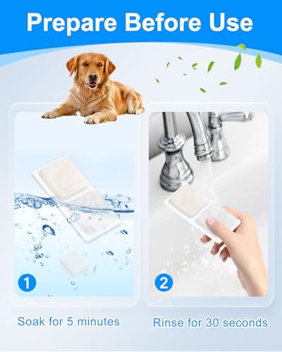 12+12 Pack Dog Water Bowl Filter Replacement for Large Dogs Compatible with 3.4Gal/13L Pet Fountains, Carbon Filters and Sponge Filters for Dog Fountain Water Bowl, Pet Water Filter