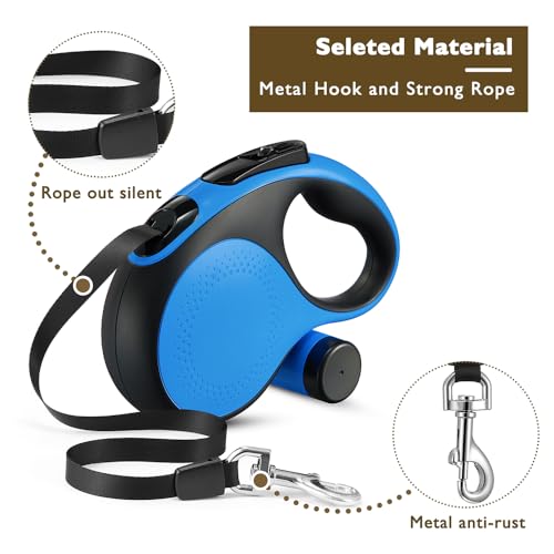 Retractable Dog Leash with Chew Proof Cable,26 ft Durable Dog Leash for Large Medium Dogs up to 110 lbs, 360° untangled, One-Handed Brake. (Blue) - color: Blue, size: 26ft