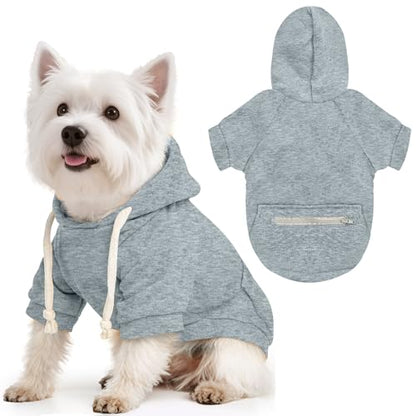 PETCARE Basic Dog Hoodie Sweaters for Small Medium Large Dogs Cats Puppy Clothes Soft Warm Fleece Dog Hoodies Sweatshirt with Small Pockets Fall Winter Chihuahua Dachshund Golden Retriever Outfits - color: Grey, size: XL(Suggest 10-14 lbs)