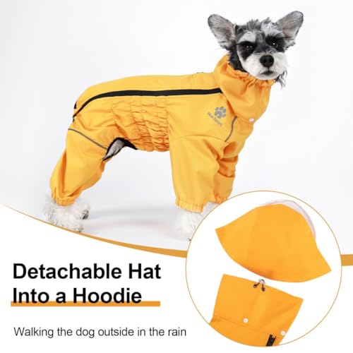 PINA Dog Raincoat with Hood, Lightweight Dog Jacket, Poncho with Reflective Strap and Pocket, Full Wrap Design for Wet Weather - color: Yellow, size: XL(chest:21.6in)