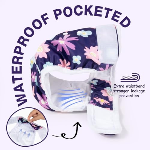 Pet Soft Washable Female Diapers (3 Pack) Female Dog Diapers, Comfort Reusable Doggy Diapers for Girl Dog in Period Heat (Bloom, S) - size: Small:10''-14''