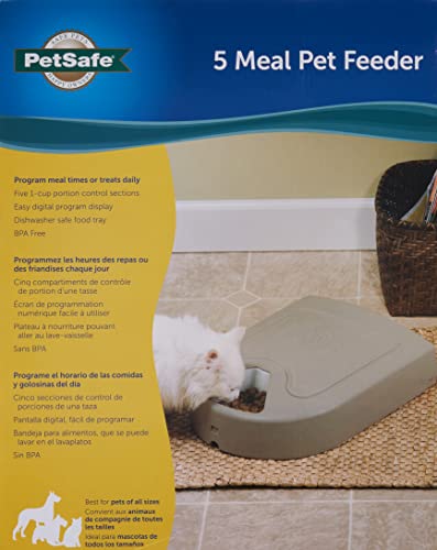 PetSafe Automatic Dog Feeder, 5 Meals, 40 oz Capacity, Plastic, for Dry Food, Multiple Pets (Pack of 2) - size: 5-Meal (Pack of 2)
